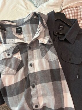 Two Men’s Vans Button-Up Shirts